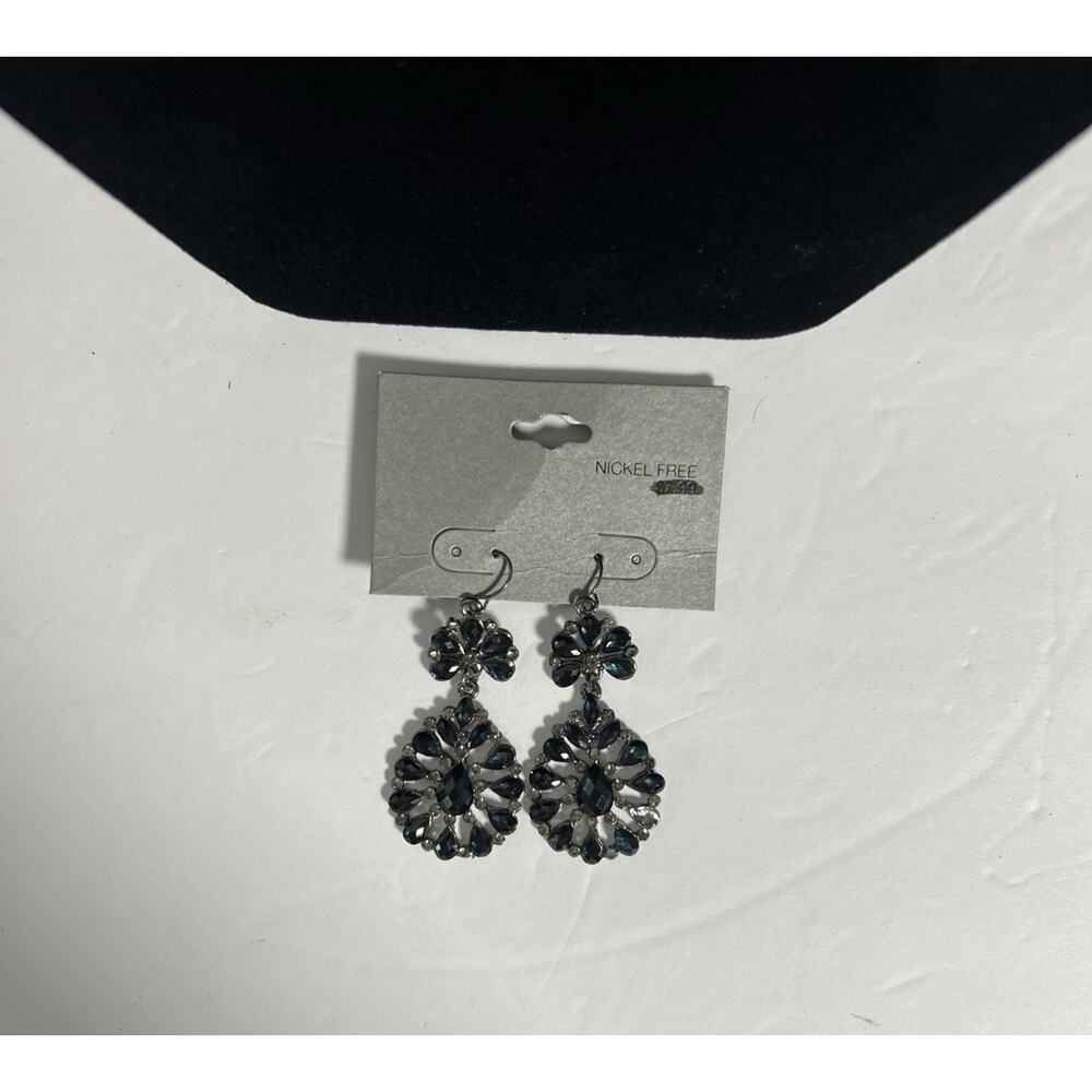 Black Chandelier Dangle Earrings 2” Boho Statement Nickel Free Lightweight